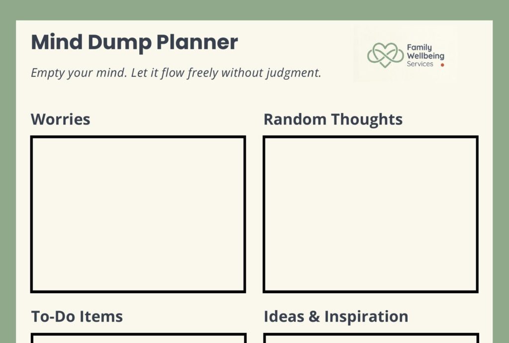 Preview of the Mind Dump Planner — free printable PDF